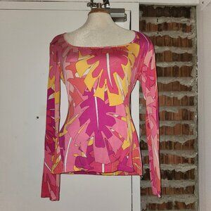Emilio Pucci Pink and Yellow Long Sleeve Top